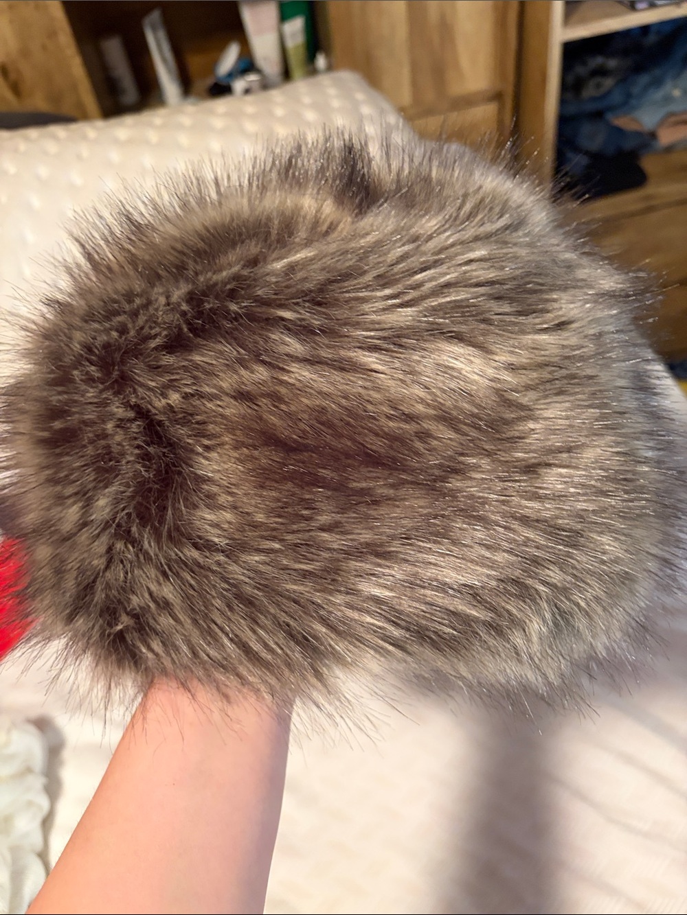 Faux Fur Lined Winter Hat - Brown